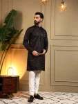 1DESIGNER ROYAL SILK EMBROIDERY SEQUENCE WORK MEN’S KURTA PAYJAMA WEDDING WEAR WHOLESALE PRICE ETHNIC GARMENT (6)