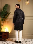 1DESIGNER ROYAL SILK EMBROIDERY SEQUENCE WORK MEN’S KURTA PAYJAMA WEDDING WEAR WHOLESALE PRICE ETHNIC GARMENT (6)