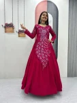 DESIGNER VICHITRA SILK EMBROIDERY SEQUENCE WORK GOWN RANI