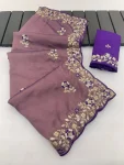 1DESIGNER VICHITRA SILK SEQUENCE THREAD EMBROIEDRY WORK SAREE WITH UNSTITCHED BLOUSE WEDDING WEAR WHOLESALE PRICE ETHNIC GARMENT (15)