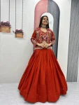 1DESIGNER VICHITRA SILK THREAD AND SEQUENCE WORK LEHENGA CHOLI WITH KOTI WEDDING WEAR WHOLESALE PRICE ETHNIC GARMENT (19)