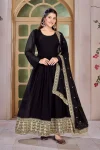 FANCY GEORGETTE EMBROIDERY SEQUENCE WORK GOWN BOTTOM WITH DUPATTA BLACK