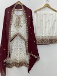 1FANCY GEORGETTE EMBROIDERY SEQUENCE WORK TOP PALAZZO WITH DUPATTA FESTIVE WEAR WHOLESALE PRICE ETHNIC GARMENT (31)