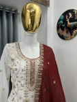 1FANCY GEORGETTE EMBROIDERY SEQUENCE WORK TOP PALAZZO WITH DUPATTA FESTIVE WEAR WHOLESALE PRICE ETHNIC GARMENT (31)