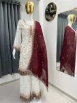 1FANCY GEORGETTE EMBROIDERY SEQUENCE WORK TOP PALAZZO WITH DUPATTA FESTIVE WEAR WHOLESALE PRICE ETHNIC GARMENT (31)