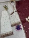 1FANCY GEORGETTE EMBROIDERY SEQUENCE WORK TOP PALAZZO WITH DUPATTA FESTIVE WEAR WHOLESALE PRICE ETHNIC GARMENT (31)