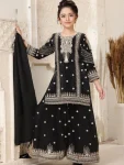1FANCY GMY SILK EMBROIDERY SEQUENCE WORK KIDS TOP PALAZZO WITH DUPATTA FESTIVE WEAR WHOLESALE PRICE ETHNIC GARMENT (20)