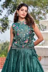 1FANCY GOLD CRUSH EMBROIDERY SEQUENCE WITH THREAD WORK SHRUG WITH LEHENGA CHOLI PARTY WEAR WHOLESALE PRICE ETHNIC GARMENT (15)