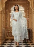 FANCY NET EMBROIDERY WORK TOP BOTTOM WITH DUPATTA CREAM