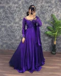 1FANCY RANGOLI SILK HANDWORK GOWN WITH DUPATTA FESTIVE WEAR WHOLESALE PRICE ETHNIC GARMENT (16)