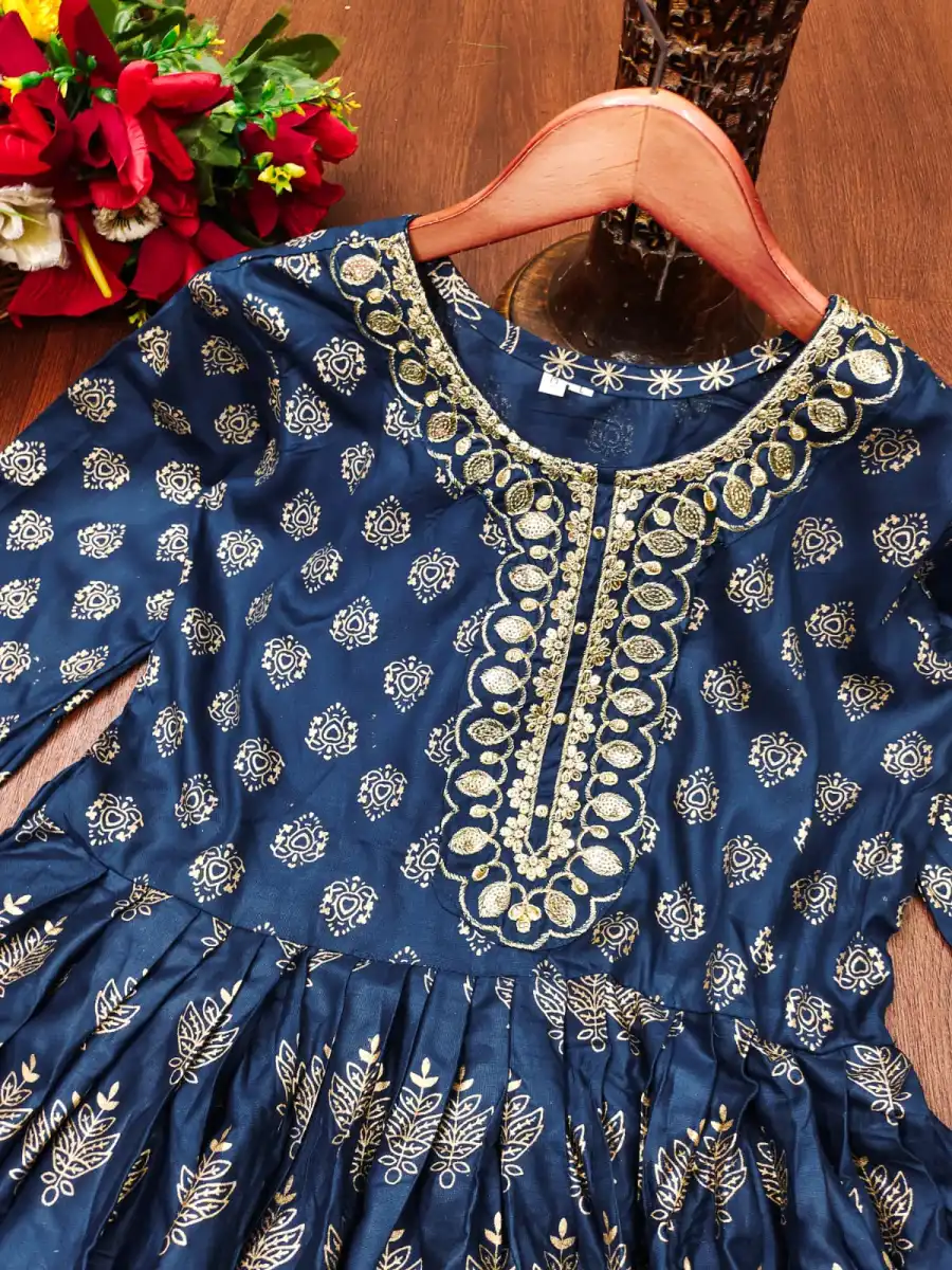 1FANCY RAYON GOLDEN FOIL AND NECK WORK EMBROIDERY WORK GOWN FESTIVE WEAR WHOLESALE PRICE ETHNIC GARMENT (14)
