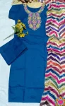 1FANCY SLUB COTTON EMBROIDERY WORK TOP BOTTOM WITH DUPATTA FESTIVE WEAR WHOLESALE PRICE ETHNIC GARMENT (12)