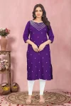 1FANCY TESLA COTTON EMBROIDERY WORK KURTI FESTIVE WEAR WHOLESALE PRICE ETHNIC GARMENT (4)