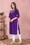 1FANCY TESLA COTTON EMBROIDERY WORK KURTI FESTIVE WEAR WHOLESALE PRICE ETHNIC GARMENT (4)