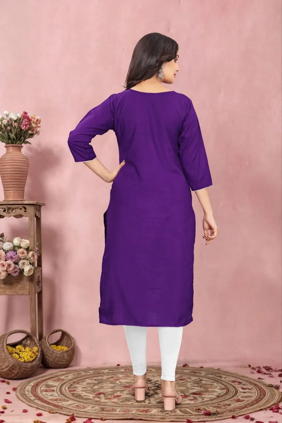 1FANCY TESLA COTTON EMBROIDERY WORK KURTI FESTIVE WEAR WHOLESALE PRICE ETHNIC GARMENT (6)