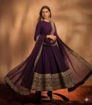 FASHIONABLE GEORGETTE EMBROIDERY SEQUENCE WORK GOWN WITH DUPATTA PURPLE