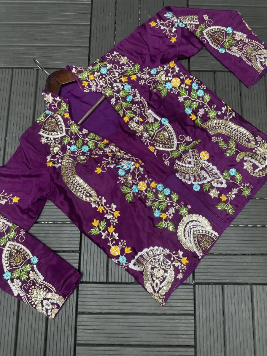 1MODERN CHINON EMBROIDERY SEQUENCE WORK PALAZZO BLOUSE WITH KOTI PARTY WEAR WHOLESALE PRICE ETHNIC GARMENT (17)