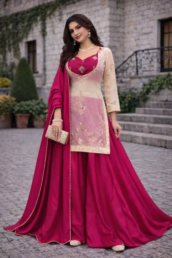 MODERN FENDY SILK TOP CHOLI WITH PALAZZO AND DUPATTA RANI
