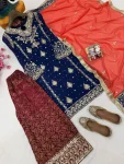 1MODERN GEORGETTE SEQUENCE WITH ZARI EMBROIDERY WORK WITH PEARL WORK TOP PALAZZO WITH DUPATTA FESTIVE WEAR WHOLESALE PRICE ETHNIC GARMENT (10)