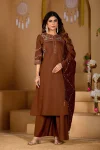 1MODERN MANGO SILK MULTI EMBROIDERY THREAD WITH HAND WORK TOP PALAZZO WITH DUPATTA FESTIVE WEAR WHOLESALE PRICE ETHNIC GARMENT (12)