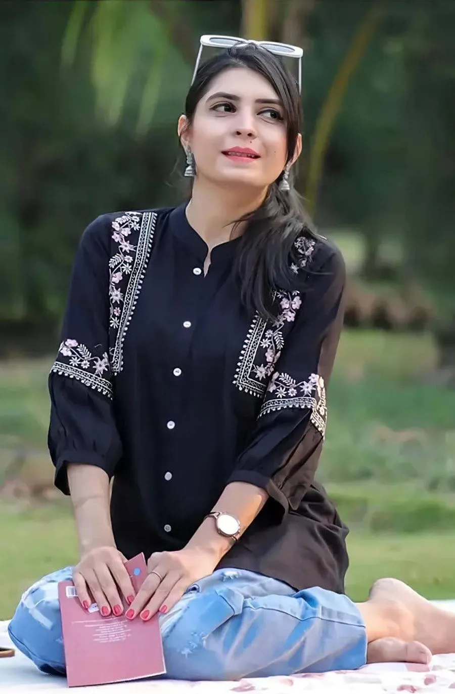 1MODERN RAYON EMBROIDERY WORK ONLY TOP DAILY WEAR WHOLESALE PRICE ETHNIC GARMENT (5)