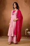 1MODERN ROMAN SILK MULTI EMBROIDERY THREAD WITH BEAUTIFUL HAND WORK TOP PALAZZO WITH DUPATTA FESTIVE WEAR WHOLESALE PRICE ETHNIC GARMENT (45)