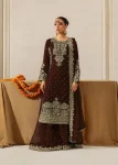 DESIGNER VELVET CODING SEQUENCE WORK AND MOTI WORK TOP PALAZZO WITH DUPATTA BROWN