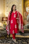 NEW ARRIVAL RAYON SEQUENCE EMBROIDERY WORK TOP BOTTOM WITH DUPATTA RED
