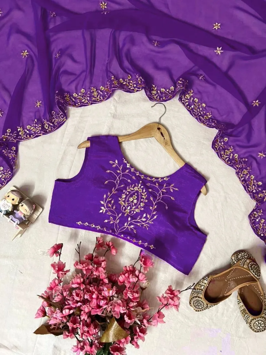 21MODERN CHINON SILK THREAD & SEQUENCE EMBROIDERY WORK TOP, BLOUSE ,BOTTOM AND WITH DUPATTA PARTY WEAR WHOLESALE PRICE ETHNIC GARMENT (4)