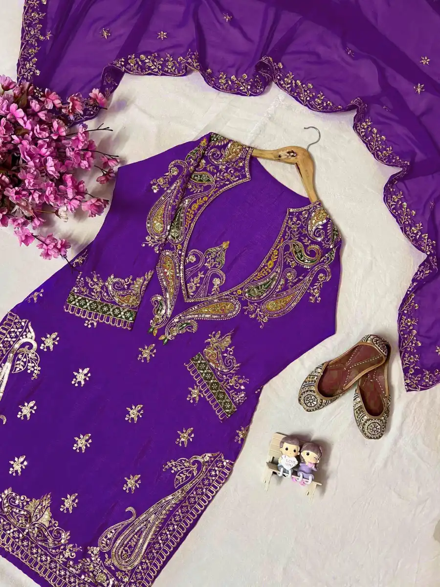 21MODERN CHINON SILK THREAD & SEQUENCE EMBROIDERY WORK TOP, BLOUSE ,BOTTOM AND WITH DUPATTA PARTY WEAR WHOLESALE PRICE ETHNIC GARMENT (5)