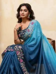 21MODERN STAR GEORGETTE EMBROIDERY CUTWORK WORK ARC BORDER WORK SAREE WITH UNSTITCHED BLOUSE FESTIVE WEAR WHOLESALE PRICE ETHNIC GARMENT (12)