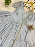 22DESIGNER CHINON EMBROIDERY WORK GOWN WITH DUPATTA WEDDING WEAR WHOLESALE PRICE ETHNIC GARMENT (24)