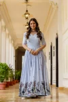 22DESIGNER CHINON EMBROIDERY WORK GOWN WITH DUPATTA WEDDING WEAR WHOLESALE PRICE ETHNIC GARMENT (24)
