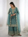 23DESIGNER FENDY SILK EMBROIDERY CODING AND SEQUENCE WORK TOP PALAZZO WITH DUPATTA FESTIVE WEAR WHOLESALE PRICE ETHNIC GARMENT (2)