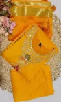 24NEW ARRIVAL CHANDERI EMBROIDERY WORK TOP BOTTOM WITH DUPATTA FESTIVE WEAR WHOLESALE PRICE ETHNIC GARMENT (10)