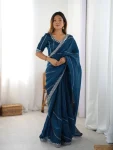 25RICH LOOK JMC SILK THREAD & SEQUENCE EMBROIDERY WITH PIPING WORK SAREE WITH UNSTITCHED BLOUSE PARTY WEAR WHOLESALE PRICE ETHNIC GARMENT (2)