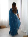 25RICH LOOK JMC SILK THREAD & SEQUENCE EMBROIDERY WITH PIPING WORK SAREE WITH UNSTITCHED BLOUSE PARTY WEAR WHOLESALE PRICE ETHNIC GARMENT (2)