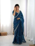 25RICH LOOK JMC SILK THREAD & SEQUENCE EMBROIDERY WITH PIPING WORK SAREE WITH UNSTITCHED BLOUSE PARTY WEAR WHOLESALE PRICE ETHNIC GARMENT (2)