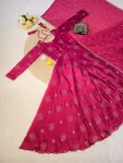 DESIGNER RANGOLI SILK FANCY BEADS SEQUENCE WORK GOWN WITH DUPATTA PINK