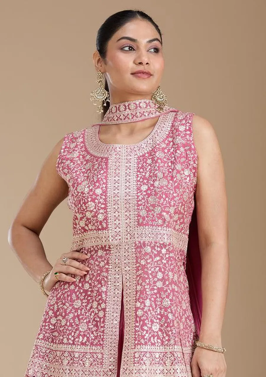 26DESIGNER GEORGETTE EMBROIDERY SEQUENCE WORK TOP PALAZZO WITH DUPATTA WEDDING WEAR WHOLESALE PRICE ETHNIC GARMENT (7)