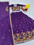 26MODERN CHINON EMBROIDERY CODING THREAD WORK LEHENGA CHOLI WITH DUPATTA WEDDING WEAR WHOLESALE PRICE ETHNIC GARMENT (21)
