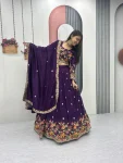 26MODERN CHINON EMBROIDERY CODING THREAD WORK LEHENGA CHOLI WITH DUPATTA WEDDING WEAR WHOLESALE PRICE ETHNIC GARMENT (21)