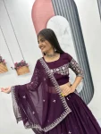 27RICH LOOK GEORGETTE EMBROIDERY SEQUENCE WORK LEHENGA CHOLI WITH DUPATTA FESTIVE WEAR WHOLESALE PRICE ETHNIC GARMENT (20)