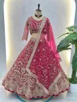DESIGNER BUTTERFLY NET SEQUENCE AND CODING EMBROIDERY WORK LEHENGA CHOLI WITH DUPATTA PINK