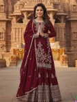 2DESIGNER CHINON SILK EMBROIDERY SEQUENCE WORK TOP LEHENGA WITH DUPATTA FESTIVE WEAR WHOLESALE PRICE ETHNIC GARMENT (7)