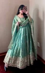 DESIGNER FENDY SILK EMBROIDERY SEQUENCE WORK GOWN BOTTOM WITH DUPATTA RAMA