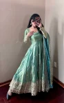 2DESIGNER FENDY SILK EMBROIDERY SEQUENCE WORK GOWN BOTTOM WITH DUPATTA WEDDING WEAR WHOLESALE PRICE ETHNIC GARMENT (18)