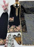2DESIGNER GEORGETTE EMBROIDERY SEQUENCE WITH PEARL MOTI HAND WORK AND FANCY LACE BORDER WORK TOP PALAZZO WITH DUPATTA FESTIVE WEAR WHOLESALE PRICE ETHNIC GARMENT (20)