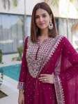2DESIGNER GEORGETTE EMBROIDERY SEQUENCE ZARI WORK TOP SHARARA WITH DUPATTA FESTIVE WEAR WHOLESALE PRICE ETHNIC GARMENT (23)