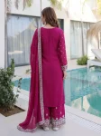 2DESIGNER GEORGETTE EMBROIDERY SEQUENCE ZARI WORK TOP SHARARA WITH DUPATTA FESTIVE WEAR WHOLESALE PRICE ETHNIC GARMENT (23)